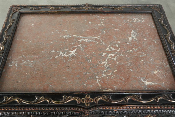 Image 1 of Schitterende niet veel voorkomende kleurrijke antieke Chinese 19e eeuwse houten sidetable/ opiumtafel met een marmeren blad