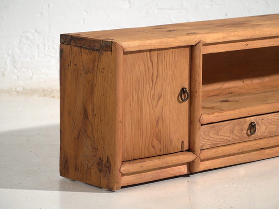 Antique solid wood low cabinet – Gansu Chinese low console with drawers – circa 1880–1920 (photo 15 of 40)