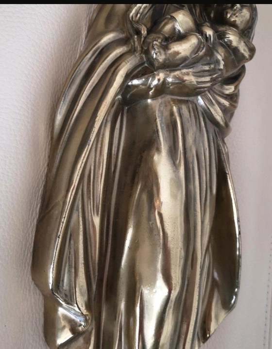 Image 1 of Madonna met Kind Jezus messing wandreliëf