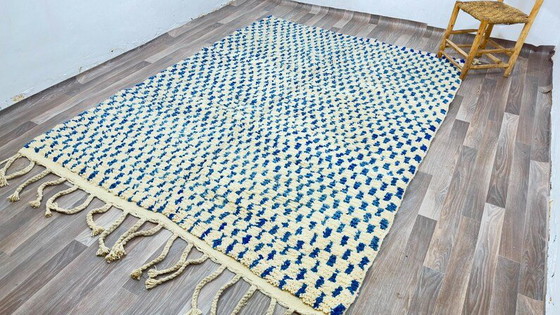White and Blue Berber Rug, Handmade Wool, 200/260 – Rugs & carpets (photo 6 of 8)