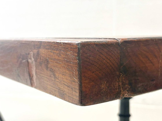 Image 1 of Tavolo in castagno con gambe in ghisa Horgen Glarus, anni '20-'40