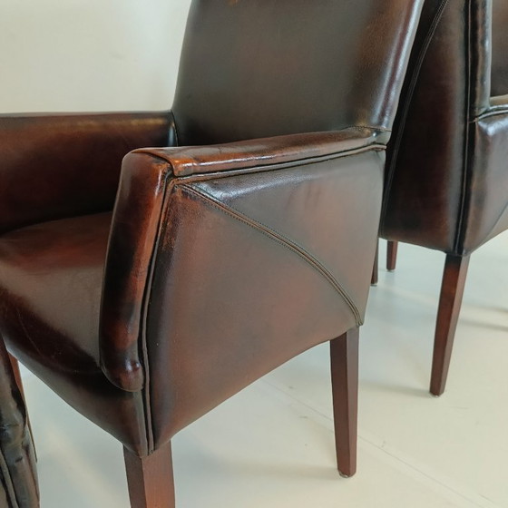 Image 1 of Bellissime sedie da pranzo in pelle di pecora (set di 4 sedie)