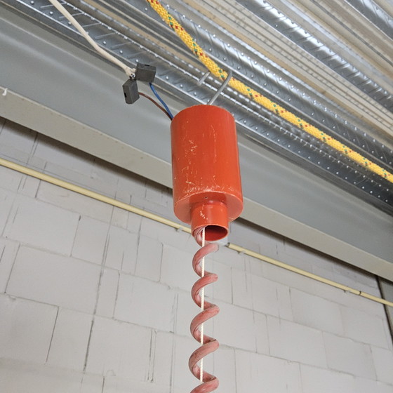 Image 1 of Vintage in hoogte verstelbare rode fluorescent buis lamp (Massive) (retro TL verlichting)