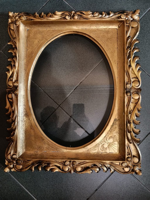 Barocker Massivholz- und Goldrahmen (57x47 cm)