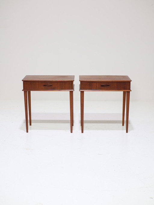 Set di comodini vintage danesi in teak degli anni '60