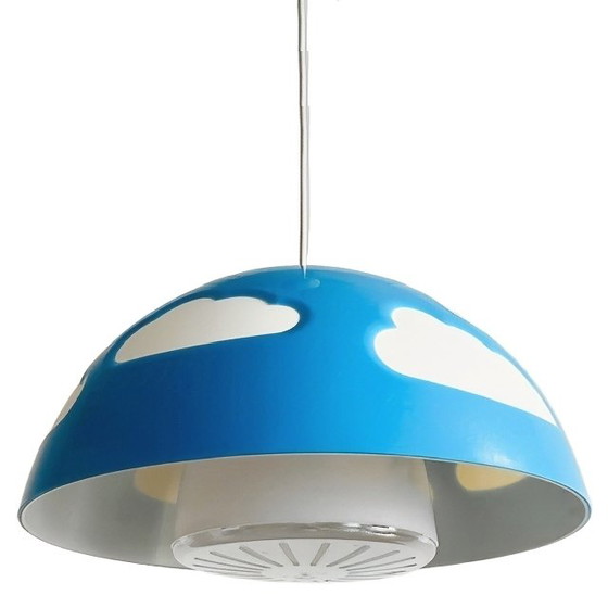Image 1 of Ikea Skoljig Wolkenlampe Pendelleuchte Blau Weiß Henrik Preutz 1990er Jahre
