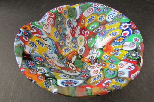 Ciotola millefiori in vetro di Murano, Multicolore. Firmata