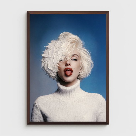 Marilyn Monroe Porträt Kunstdruck, Kunstdrucke, Papier, Blau, Modern (Foto 4 von 5)