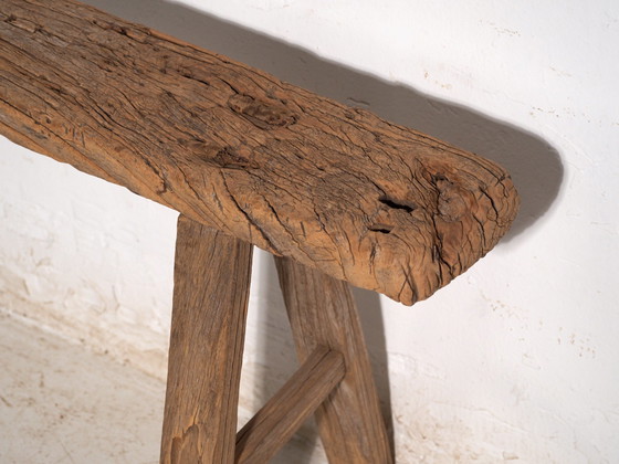 Antique Elm Wood Bench, China, circa 1900, Benches, Rustic (photo 9 of 9)