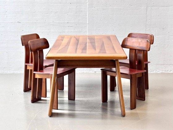 Image 1 of Sapporo dining set in walnut wood by Mario Marenco for Mobilgirgi, Italy, 1970s