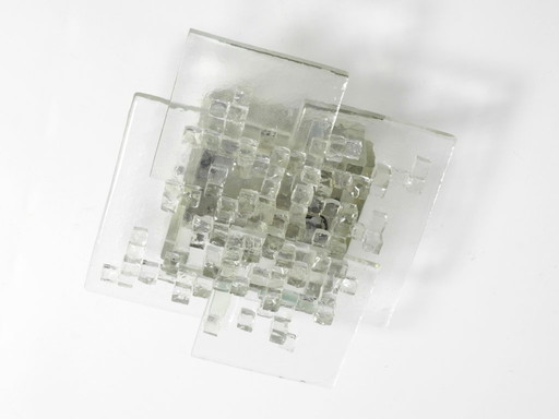 Preciosa lámpara de pared de cristal de Murano de Albano Poli para Poliarte, Italia, años 70.