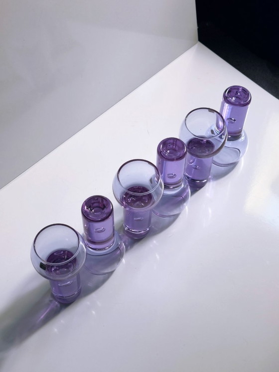 Image 1 of 6 Vintage Aperitif Gläser Sergio Asti Chamäleon Aperitivo Alexandrit Brutalist Space Age Drink Gläser Bubble Neodymium Italien 7