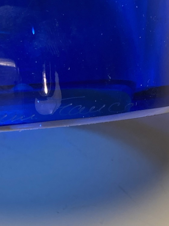 Maison Daum France crystal vintage Table lamp, Glass, Blue (photo 7 of 8)