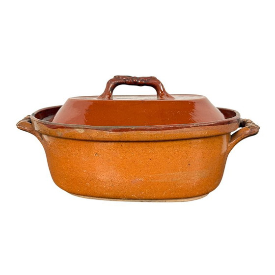 Antike Vallauris Terrakotta Auflaufform, Küchenzubehör, Keramik, Braun, Rustic (Foto 3 von 7)