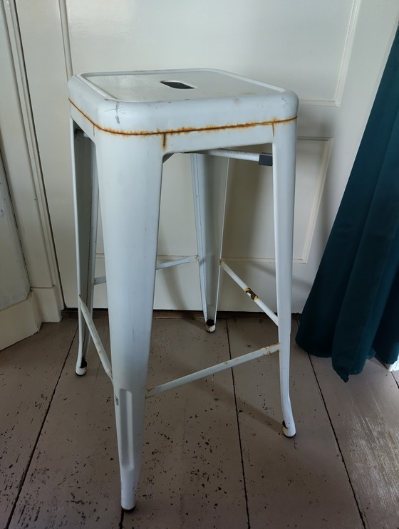 Image 1 of Tolix replica set of bar stools metal patina