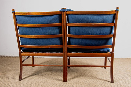 Image 1 of 2-seat Danish sofa in mahogany and cane, model PJ 149/2 OR "Colonial chair" by Ole Wanscher for Poul Jeppesen.