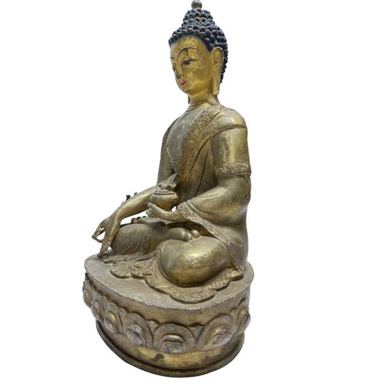 Antique Buddha with Original Painting – Lot 459 – Sculpture (photo 8 of 13)