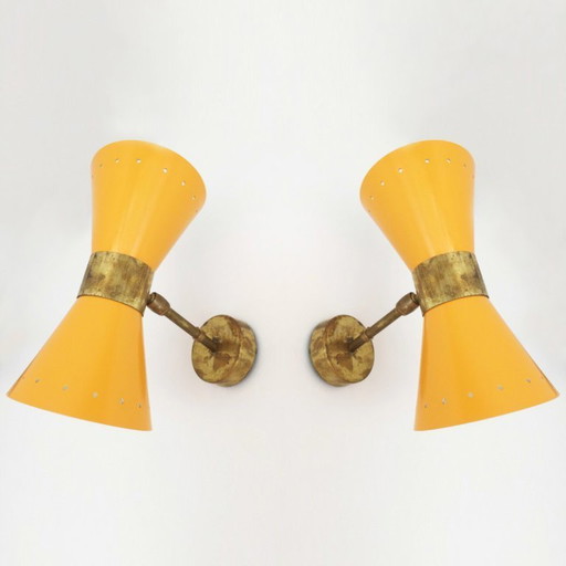 Page 1 of 9 Paire d'appliques diabolo italiennes design 1950 – wandlampen, Metal (photo 2 of 7)