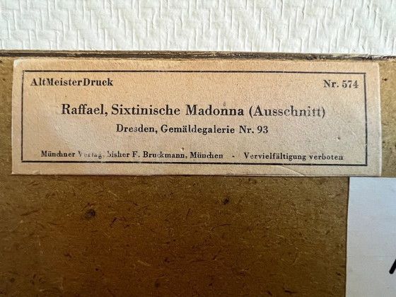 Image 1 of Sistine Madonna (detail) No. 574 Raphael, in the old original frame ca. 1920 by F. Brockmann