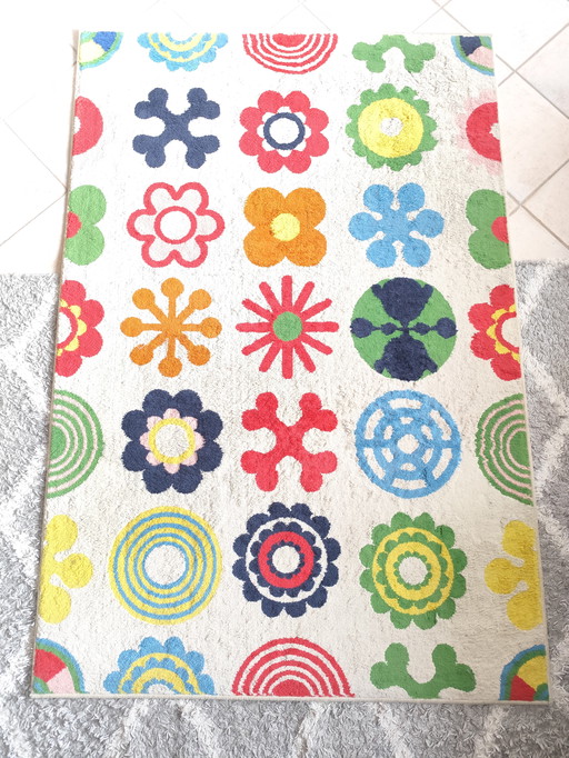 Vintage IKEA rug “Lusy Blom” – 133 × 195 cm – rare & colorful