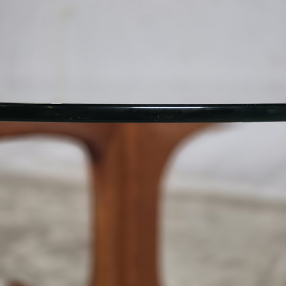 Image 1 of Vintage 1960s round coffee table teak with glass, Danish