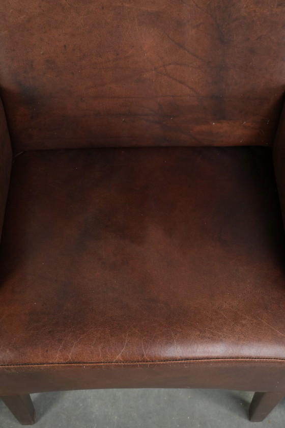 Image 1 of 4 chaises de salle à manger/d'appoint magnifiquement finies avec accoudoirs en cuir de vachette