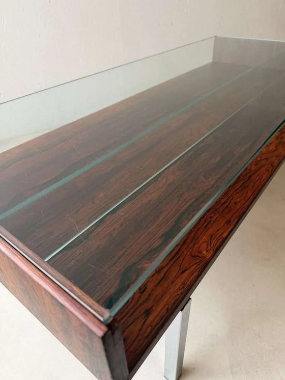 Image 1 of Tavolino da caffè vintage Topform in vetro, acciaio inossidabile e palissandro, anni '60