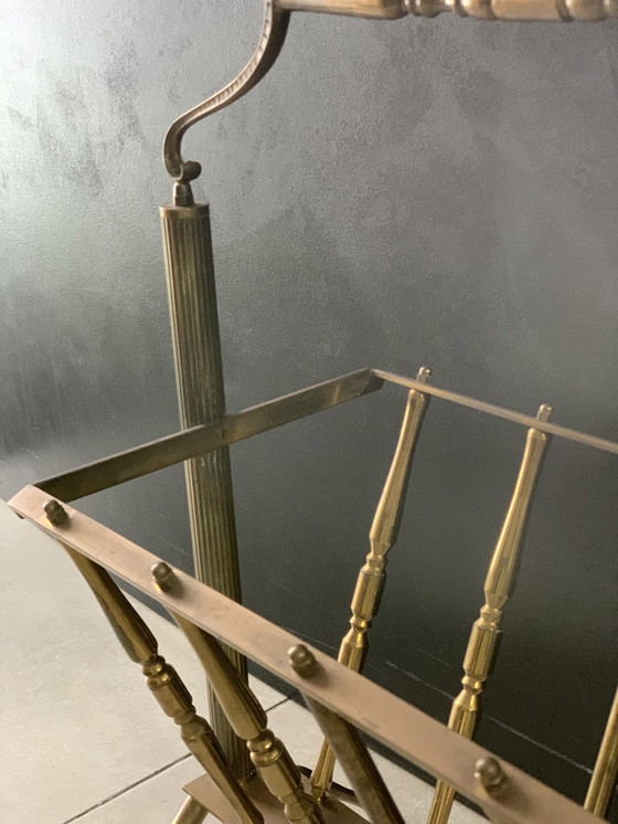 Image 1 of vintage brass magazine rack