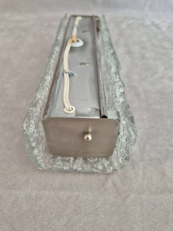 Image 1 of Vintage TEKA Model 2017 wandlamp van ijsglas, Duitse brutalistische mid-century moderne lamp uit de jaren 70 met 2 lichtpunten.