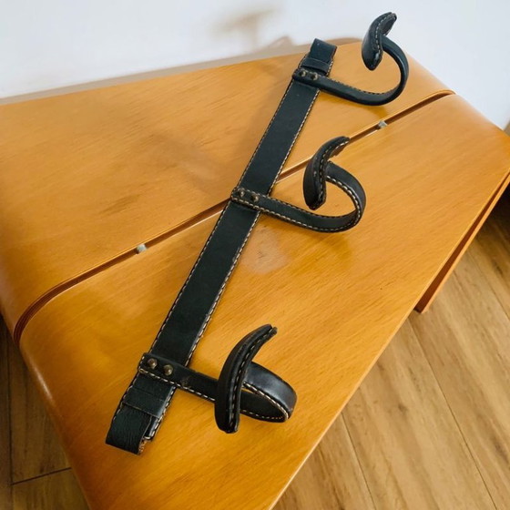 Jacques Adnet black leather wall Coat rack, Modern (photo 15 of 15)