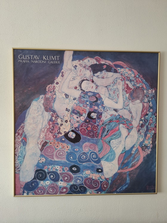 Image 1 of ✨ Gustav Klimt - La Virgen (90x90 cm) sobre dibond con marco moderno dorado ✨