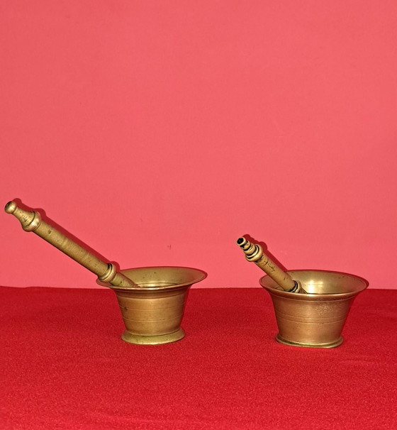 2 antichi mortai in bronzo, Oggetti decorativi, Dorato (foto 2 di 10)