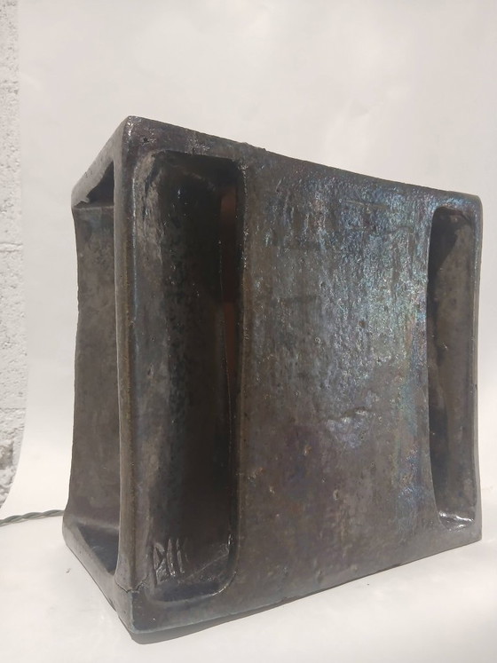 Image 1 of sculptural table lamp, "block" model