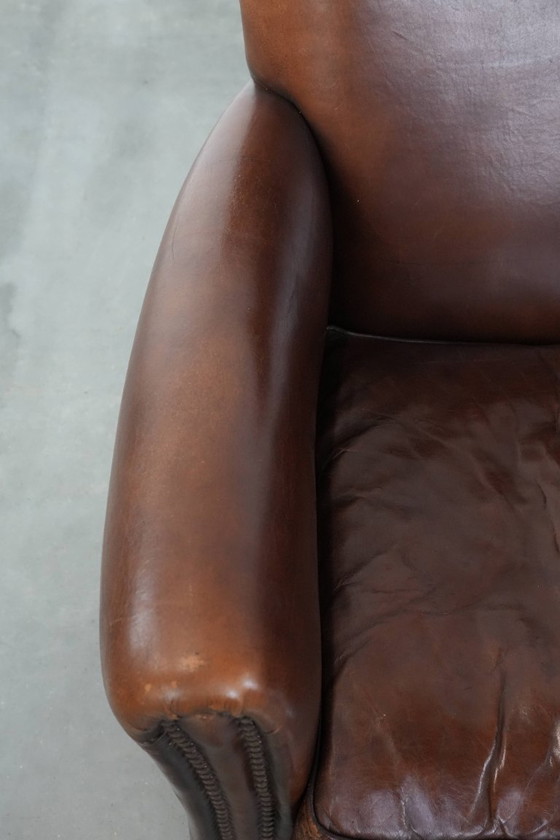 Image 1 of 2 x Vintage schapenleren fauteuil met prachtige warme kleuren