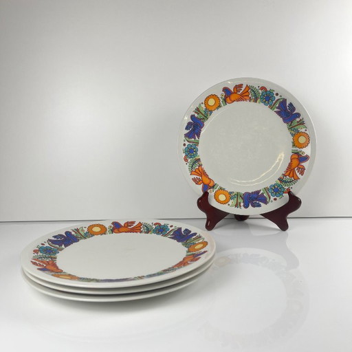 Juego de 4 platos llanos Villeroy & Boch "Acapulco", 1960, segunda elección
