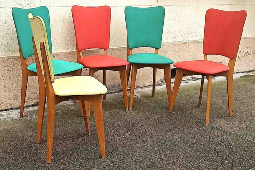 Set of 5 chairs + 1 free. 1960s.