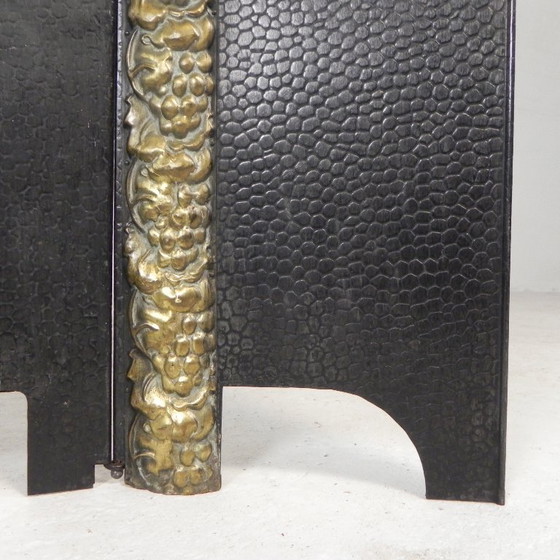 Image 1 of Stalen Art Deco kamerscherm met messing details, jaren 30