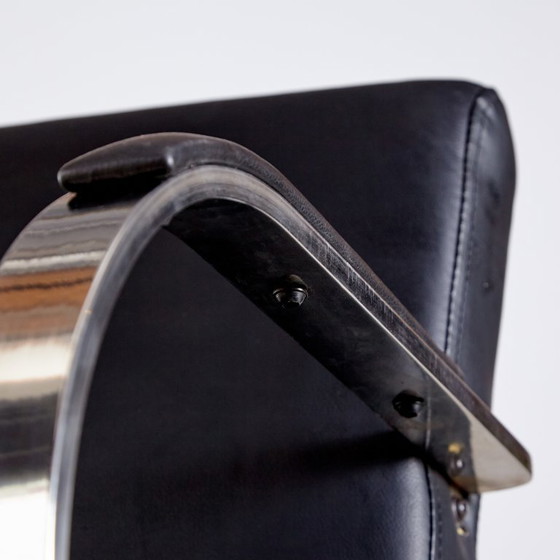 Image 1 of MK8306 Stalen fauteuil met lederen bekleding