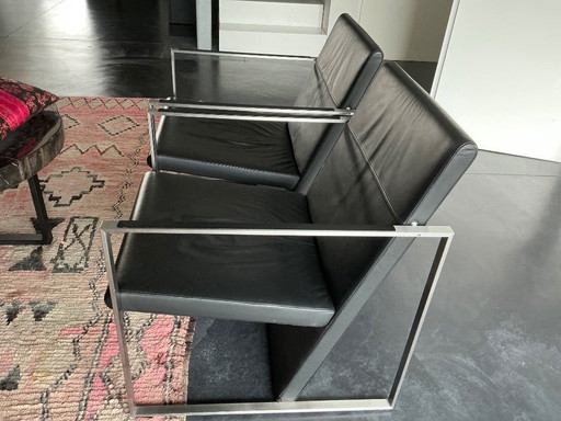 Sillón Arco Spine piel negra 2 piezas