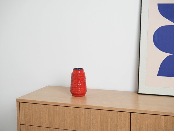 Image 1 of Red ceramic vase, German design, 1960s, made in West Germany