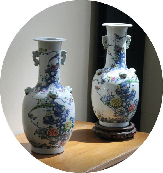 Antique Chinese Rouleau Vase – Ceramic, Porcelain (photo 15 of 16)