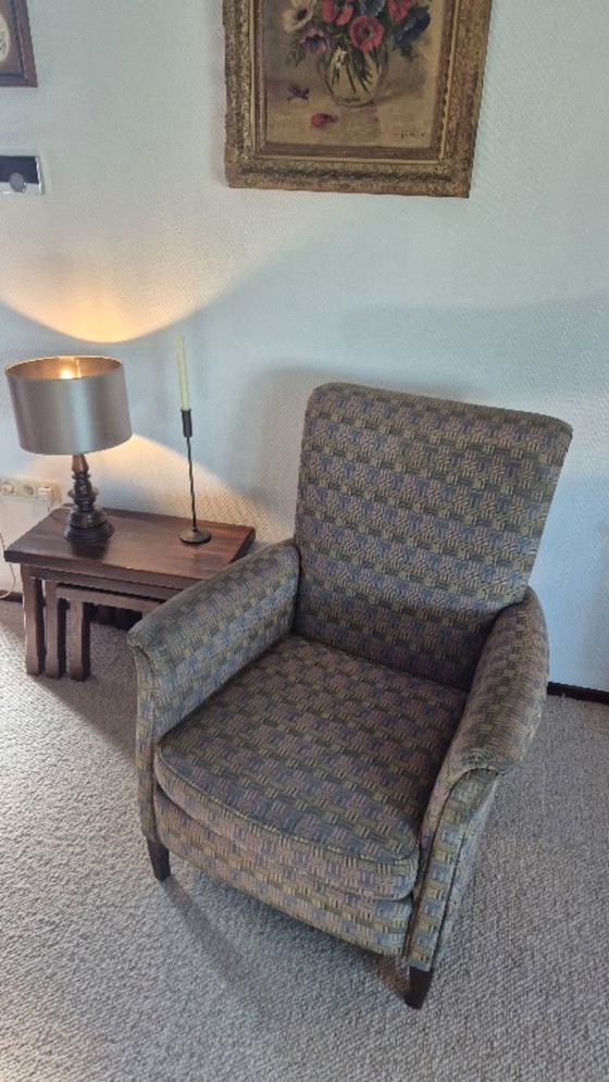 Vintage Designer Wingback Armchair with Oak Legs – Koekoek, Textile (photo 5 of 21)