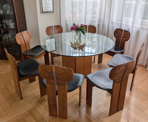 Table and eight chairs Afra & Tobia Scarpa, Maxalto Artona Series Africa