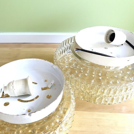 Image 1 of Lámparas de techo o pared empotradas con cristales redondos y clavos, década de 1990, juego de 2