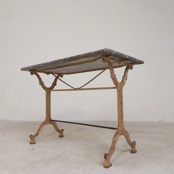 Image 1 of Garden Table, Bistro Table A. Delail Toulouse With Marble Top, 1920s