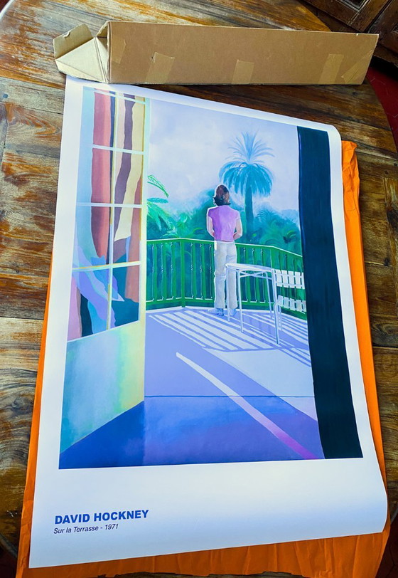 Image 1 of Op het terras - D. Hockney - 1966 - Poster 70 x 100 cm
