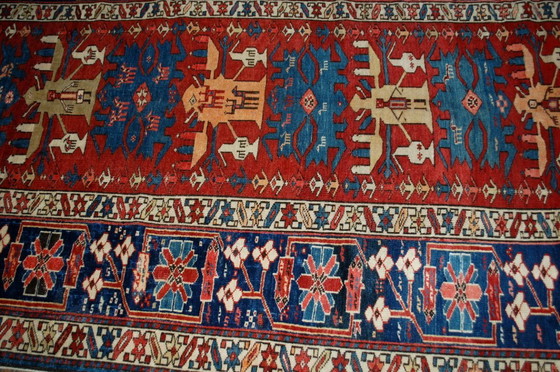 Image 1 of Handgemaakt antiek Kaukasisch Shirvan-tapijt 134 cm x 271 cm (4,4' x 8,9') jaren 1880 - 1B491