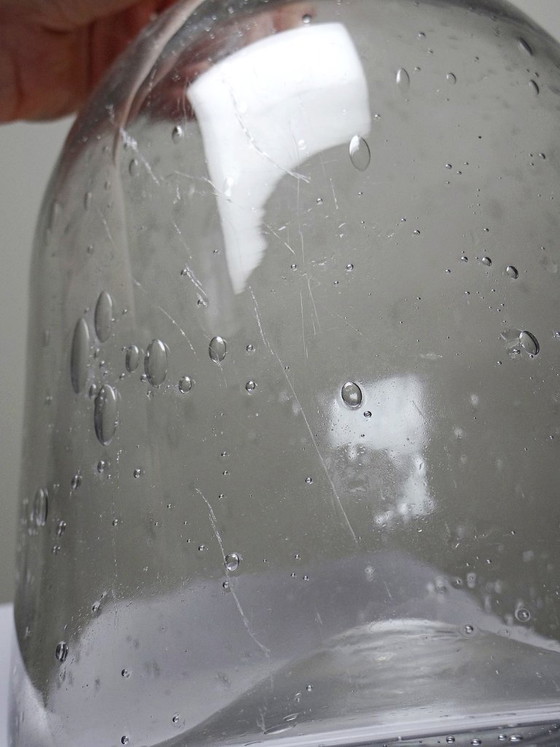 Image 1 of Large antique bottle in blown glass with bubbles, early 20th century, 1900-1920