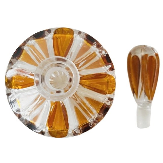 Image 1 of Artdeco stijl parfumfles persglas amber transparant 1950's