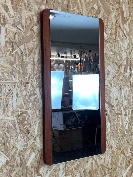 Image 1 of 60s 70s Teak Mirror Mirror Wall Mirror Danish Modern Design Denmark 60s
